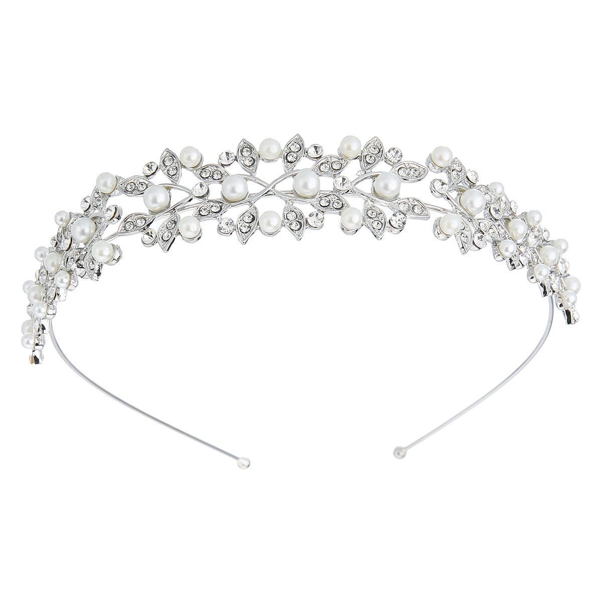 234199412 Delicate Pearl and Leaf Headband for a Romantic Wedding Day Look