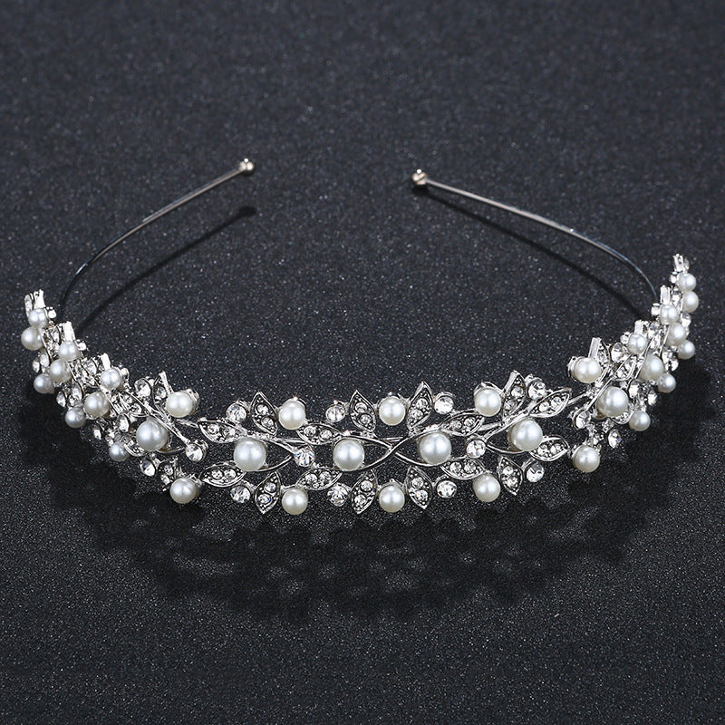 234199412 Delicate Pearl and Leaf Headband for a Romantic Wedding Day Look