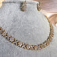 23602027 Sparkling Mini Flower and Leaf Tennis Necklace with Cubic Zirconia