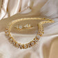23602027 Sparkling Mini Flower and Leaf Tennis Necklace with Cubic Zirconia