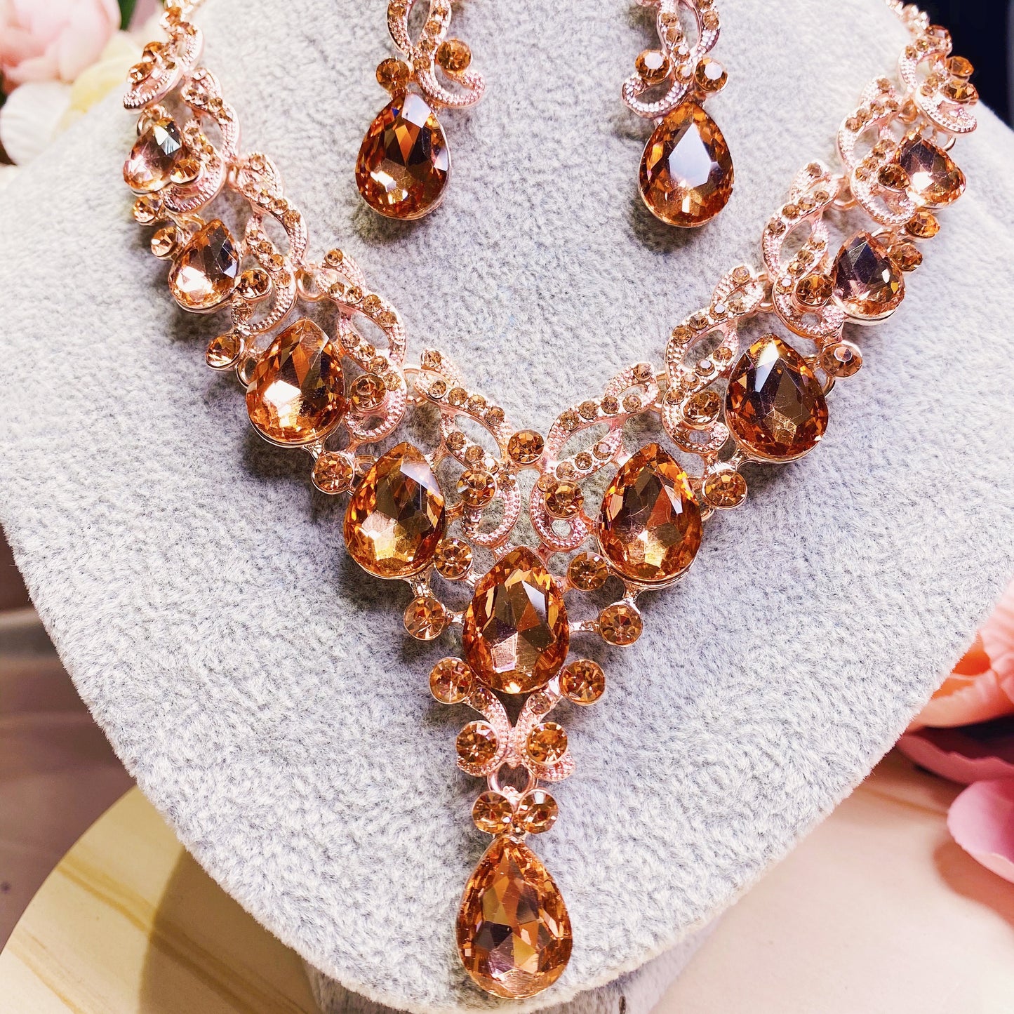 #05510119-1 Rhinestone Jewelry Sets Rose-Gold