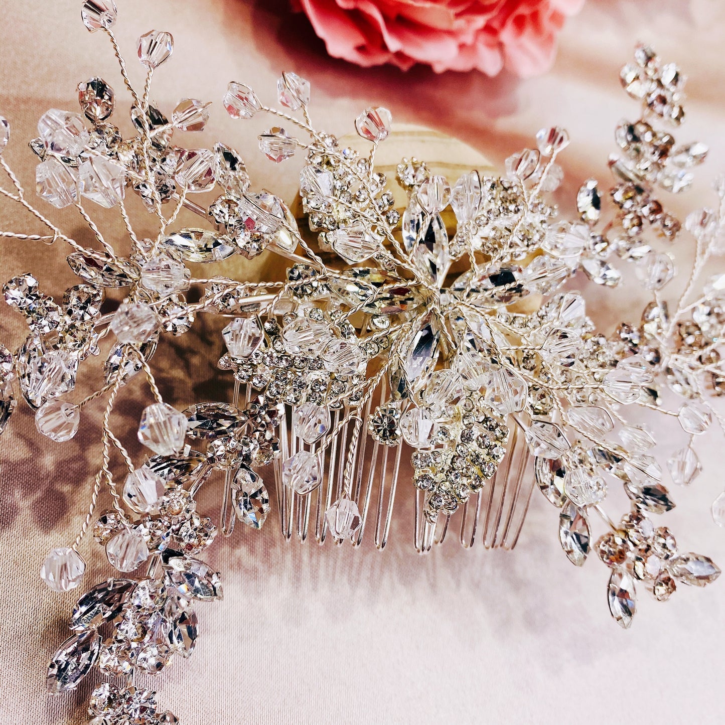 #09422062 Crystal Hair Comb (Silver, Golden)